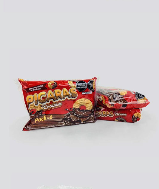 Picaras Chocolate Pack x 6 / Picaras Cookie  Chocolate flavor