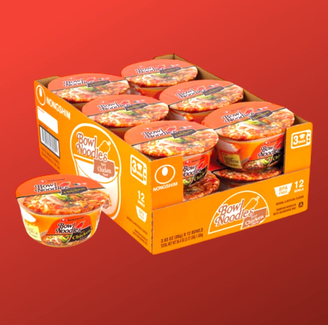 NONGSHIM BOWL NOODLES  SOUP SPICY CHICKEN FLAVOR