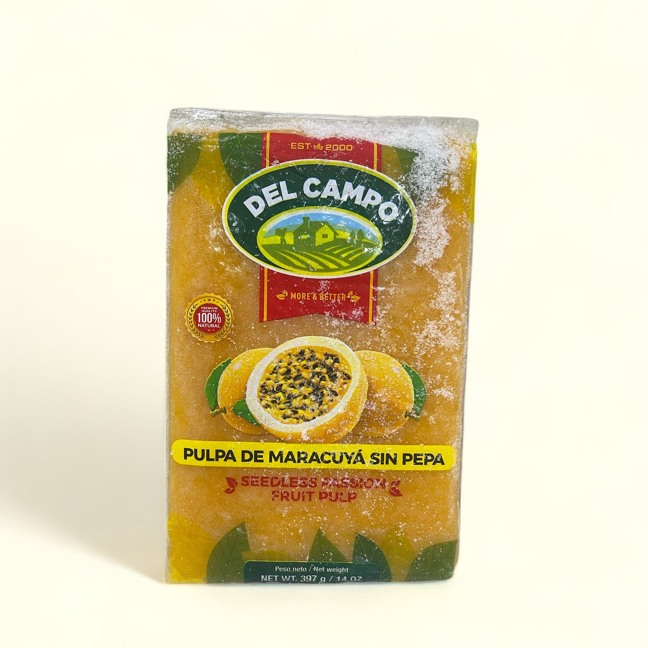 Pulpa de Maracuya  sin Pepa / Seedless Passion Fruit pulp  14 oz